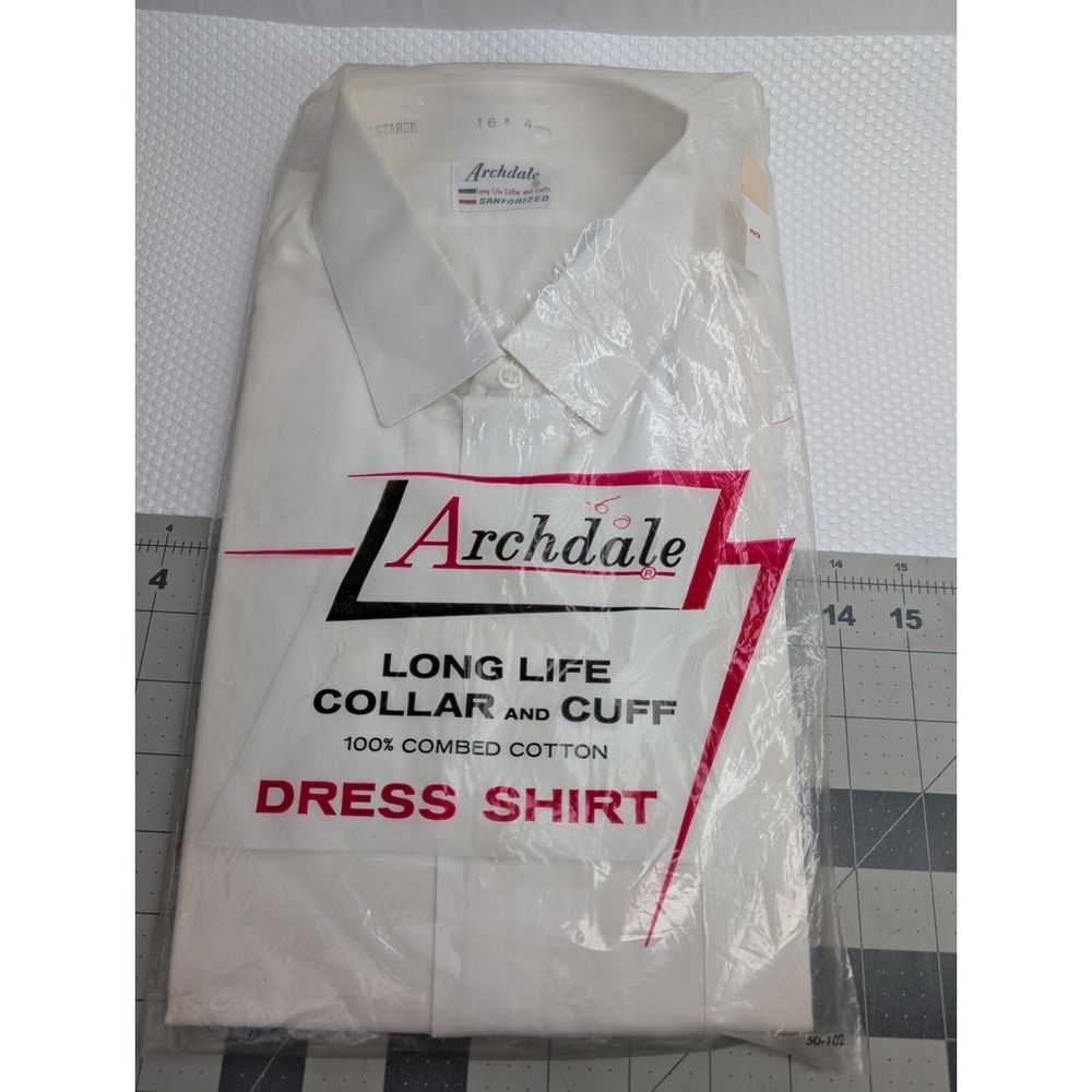 Archdale Dress Shirt Sanfordized Size 16.5 Large Cotton White Mens‎ Work Sealed